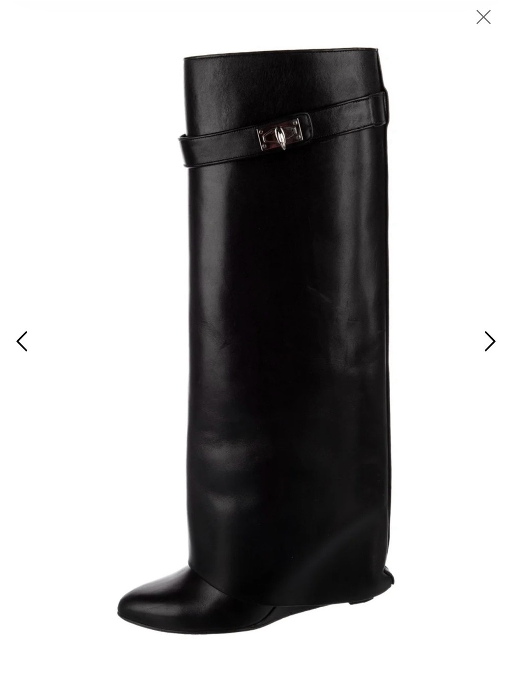 Givenchy Black Leather Tall Buckle-Trim Boots